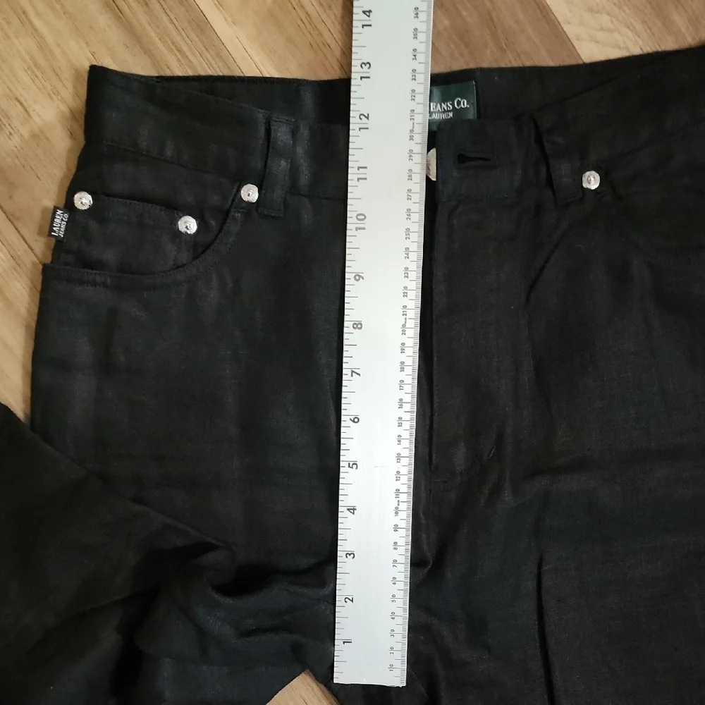 Lauren Jeans Co Ralph Lauren Women’s Black Linen Pants Size 4 28” Inseam - Picture 5 of 13